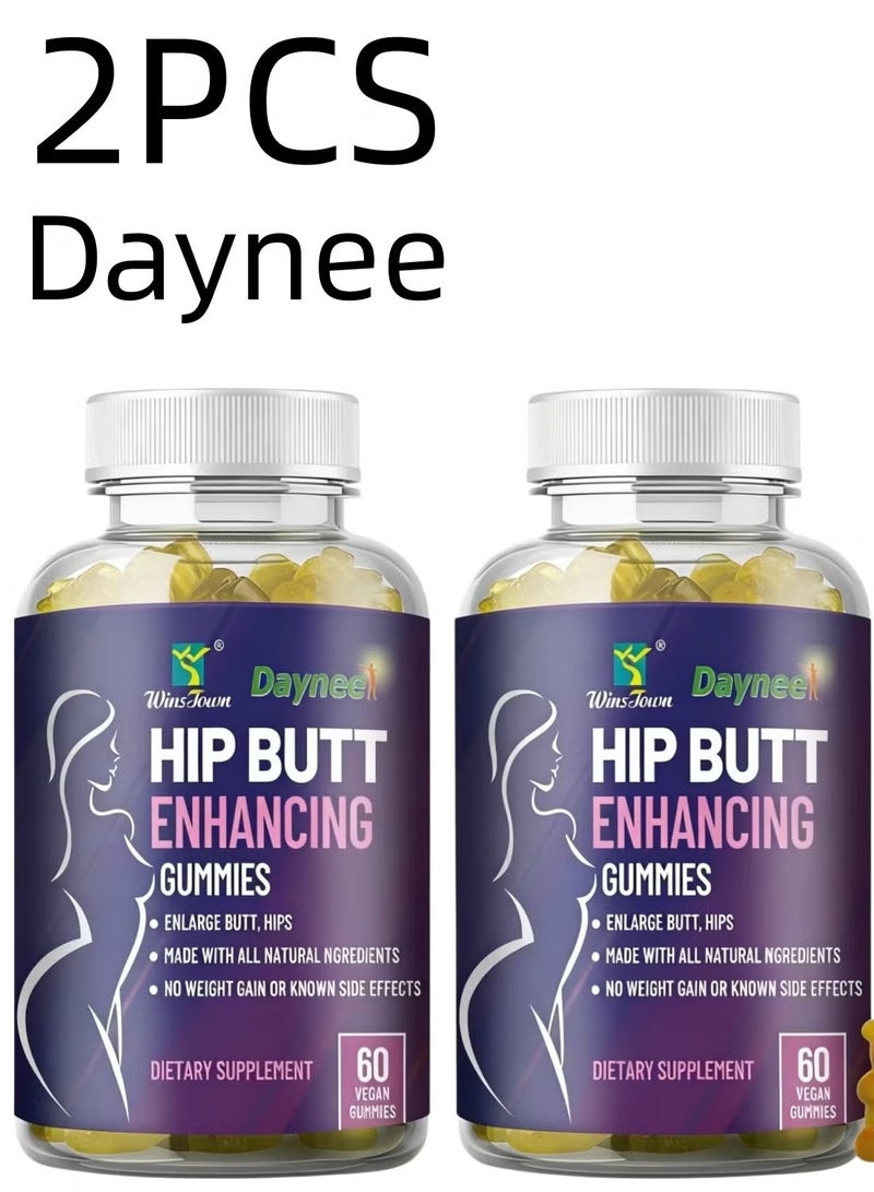Daynee 2-Pack Hip Butt Enhancing Gummies, Natural Butt & Hip Enlargement Supplement for Women, Curvy Shape Lift, 60 Vegan Gummies per Bottle, 120 Total - Image 1