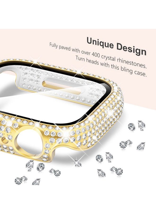 Kades - Four-Leaf Clover Band for Apple Watch Band 40mm with Full Diamond Protective Case Built-in Tempered Glass Screen Protector for Apple Watch Series SE 6 5 4 for Women(40mm, Gold/Iridescent) - Image 1