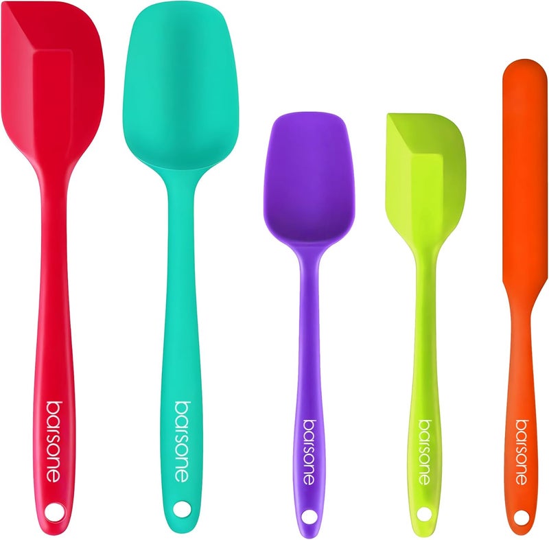 barsone 5-Piece Silicone Spatula Set - Heat Resistant 446°F Food Grade BPA Free, Nonstick Cookware Safe Dishwasher Safe Kitchen Tools for Baking, Cooking, Stirring, Multicolor. - Image 1