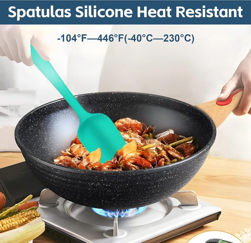 barsone 5-Piece Silicone Spatula Set - Heat Resistant 446°F Food Grade BPA Free, Nonstick Cookware Safe Dishwasher Safe Kitchen Tools for Baking, Cooking, Stirring, Multicolor. - Image 3