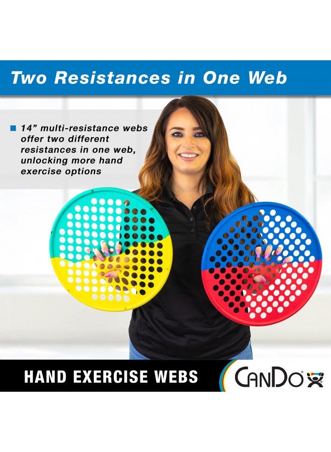 Cando شبكات تمارين اليد من كاندو للعلاج الطبيعي، تقوية القبضة، وتمارين مقاومة اليد، الأصابع، والمعصم، حجم محمول، منخفض البودرة، 14" قطر، مقاومة متعددة: خفيفة/ثقيلة - Image 3