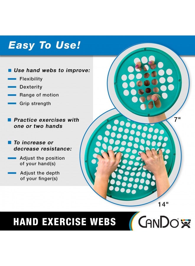 Cando شبكات تمارين اليد من كاندو للعلاج الطبيعي، تقوية القبضة، وتمارين مقاومة اليد، الأصابع، والمعصم، حجم محمول، منخفض البودرة، 14" قطر، مقاومة متعددة: خفيفة/ثقيلة - Image 2