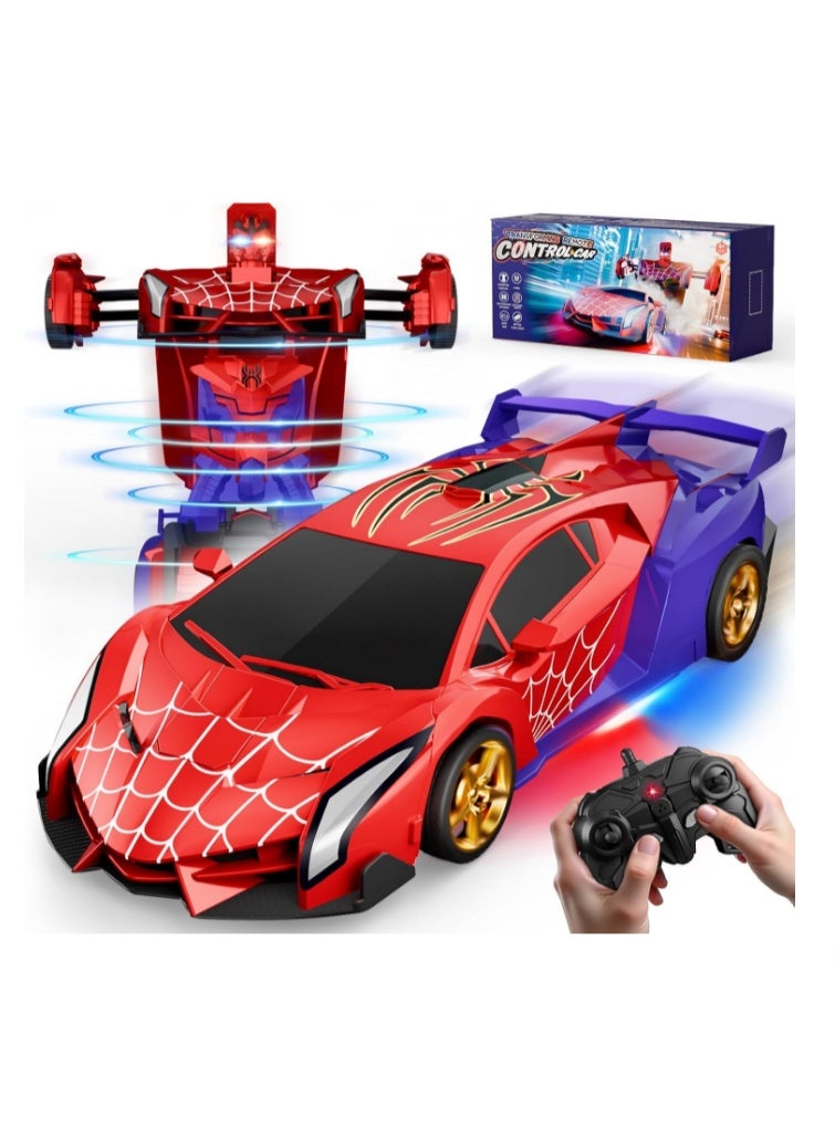 GOGOGO Spider Transform RC Cars Toys with Eye & Underbody Lights, 2.4GHz Remote Control Car One-Button Deformation, Fast 360°Rotation Robot Toys Birthday Gifts for 3 4 5 6 7 8 9 10 Year Old Boys Age 4-7 8-12 - Image 1