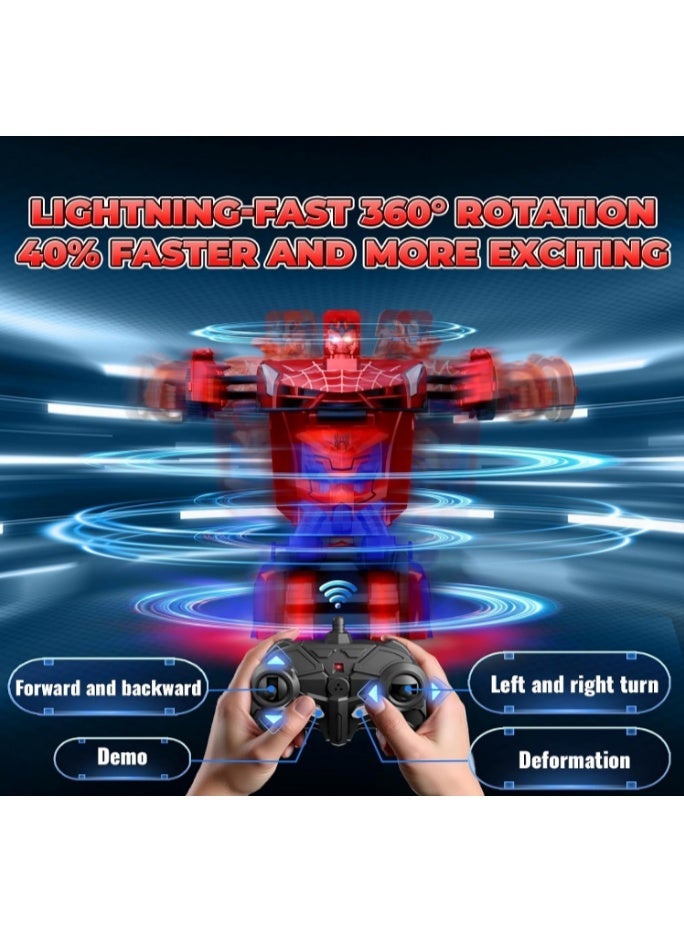 GOGOGO Spider Transform RC Cars Toys with Eye & Underbody Lights, 2.4GHz Remote Control Car One-Button Deformation, Fast 360°Rotation Robot Toys Birthday Gifts for 3 4 5 6 7 8 9 10 Year Old Boys Age 4-7 8-12 - Image 4