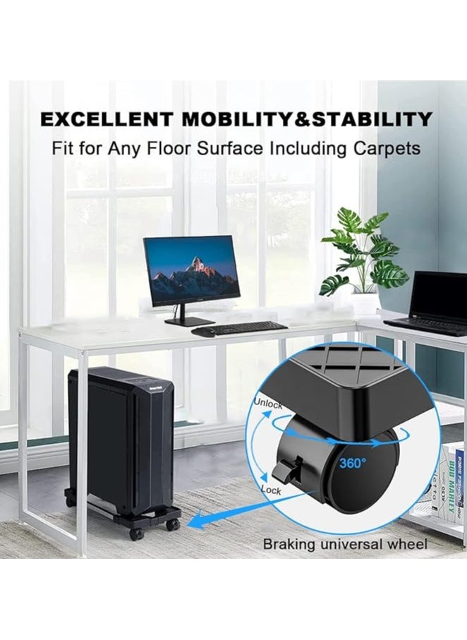 erorex - Computer Tower Stand: Mobile CPU Stand with Rolling Caster Wheels - Upgraded PC Tower Stand Holder - Desktop Tower Stand & CPU Rolling Stand– Premium Gaming PC Case Stand for Floor Carpet - Image 1