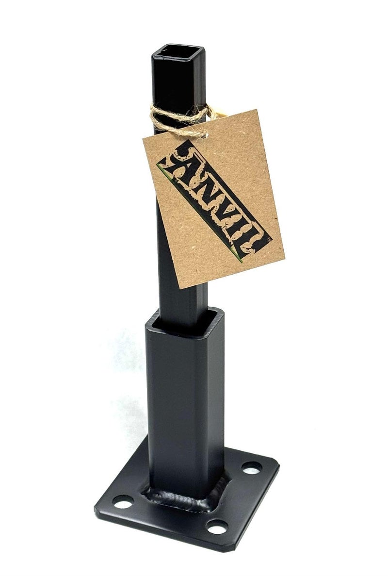ANVIL 1 14 Rail Baluster Post Mount repair base No welding needed Repairs for 125 square Broken rail posts rusted Iron outdoor railing posts 4 Handrail bracket insert Black Paint anchor bolts - Image 2