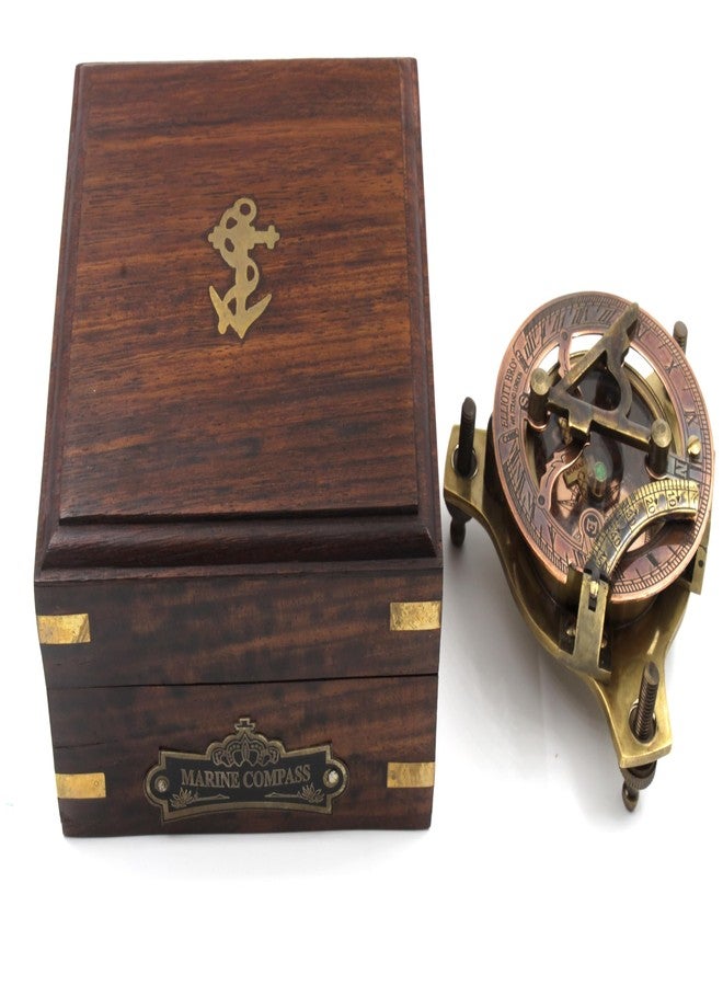 OCEAN REPLICAS Vintage Marine WEST London Antique 2.5" Brass Sundial Compass Nautical Decor Big Brass Triangle Sundial Compass with Adjustable Screw Legs - Image 4