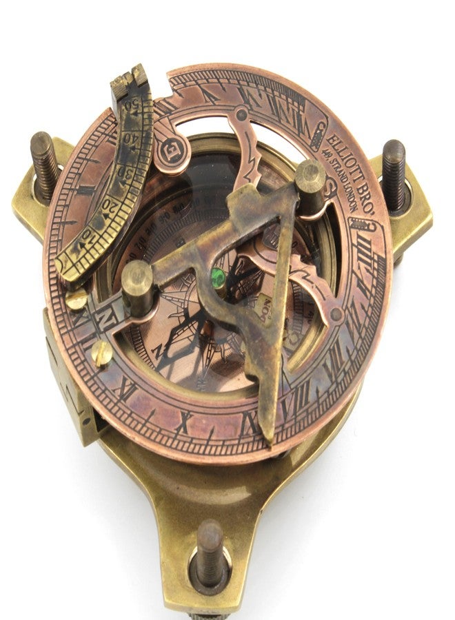 OCEAN REPLICAS Vintage Marine WEST London Antique 2.5" Brass Sundial Compass Nautical Decor Big Brass Triangle Sundial Compass with Adjustable Screw Legs - Image 5