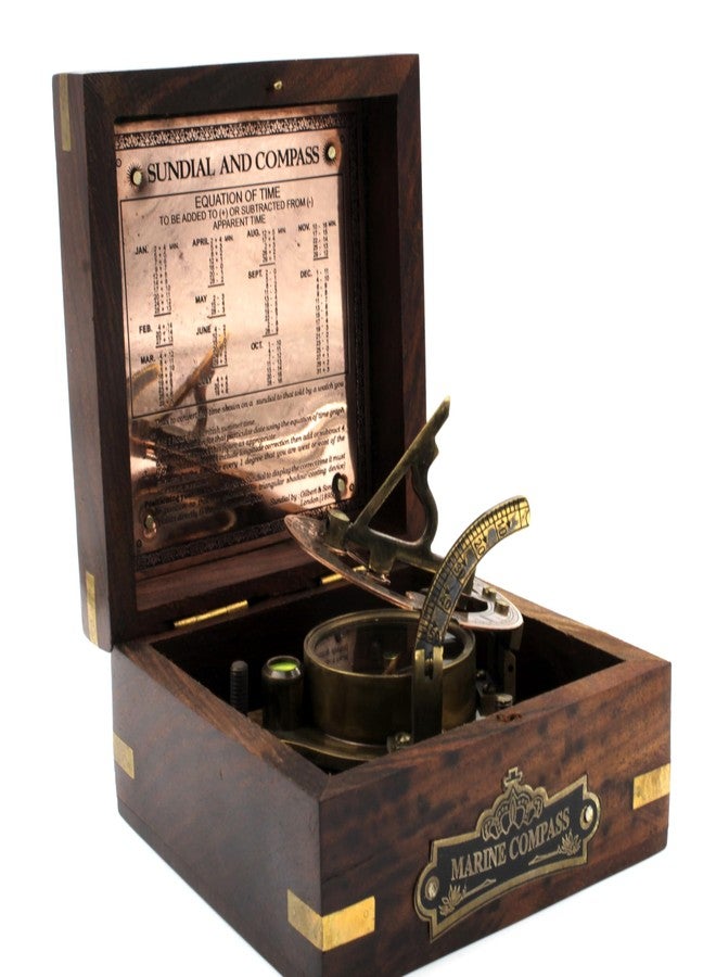 OCEAN REPLICAS Vintage Marine WEST London Antique 2.5" Brass Sundial Compass Nautical Decor Big Brass Triangle Sundial Compass with Adjustable Screw Legs - Image 2
