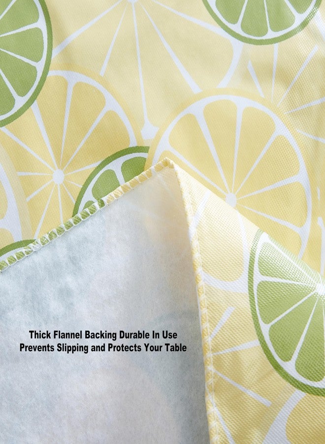 Newbridge Yellow Lemons and Green Limes 52 x 70 Inch Vinyl Rectangle Tablecloth with Flannel Backing, Sliced Fruit, Waterproof, Soil Resistant Dining Room, Party and Banquet Table Cover - Image 4