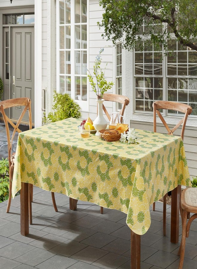 Newbridge Yellow Lemons and Green Limes 52 x 70 Inch Vinyl Rectangle Tablecloth with Flannel Backing, Sliced Fruit, Waterproof, Soil Resistant Dining Room, Party and Banquet Table Cover - Image 2