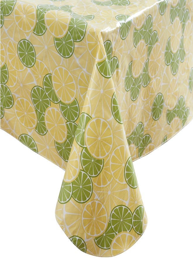 Newbridge Yellow Lemons and Green Limes 52 x 70 Inch Vinyl Rectangle Tablecloth with Flannel Backing, Sliced Fruit, Waterproof, Soil Resistant Dining Room, Party and Banquet Table Cover - Image 3