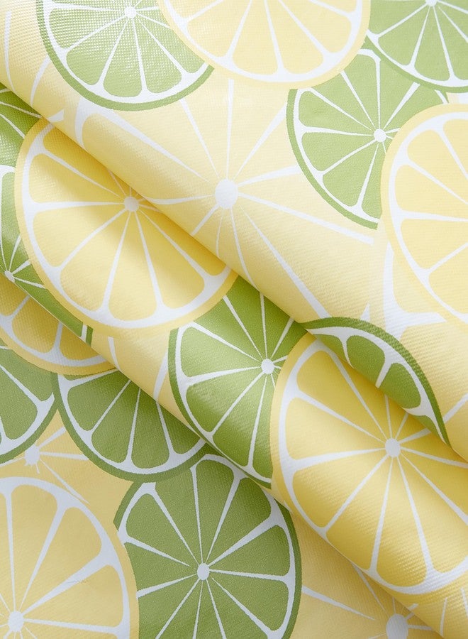 Newbridge Yellow Lemons and Green Limes 52 x 70 Inch Vinyl Rectangle Tablecloth with Flannel Backing, Sliced Fruit, Waterproof, Soil Resistant Dining Room, Party and Banquet Table Cover - Image 5