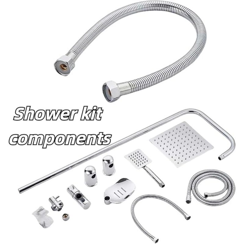 Shower Sets For Bathroom, Shower Set And Bathroom Fixtures Without Tap, Shower System Included Rainfall Shower Head, Handheld Shower, Hoses For Bathroom, Chrome Silvery - Image 3
