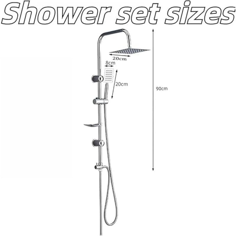 Shower Sets For Bathroom, Shower Set And Bathroom Fixtures Without Tap, Shower System Included Rainfall Shower Head, Handheld Shower, Hoses For Bathroom, Chrome Silvery - Image 2