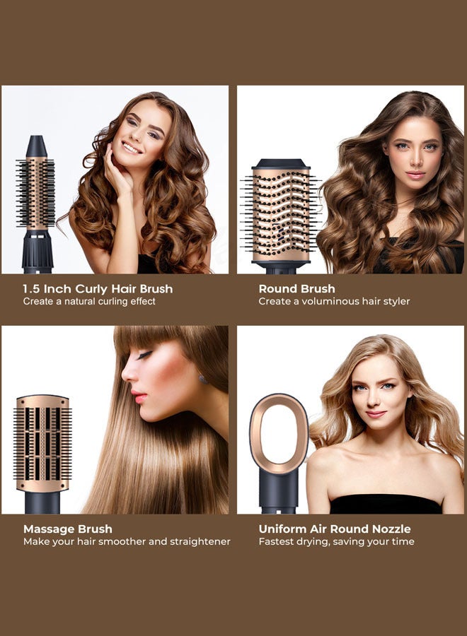 MoeHair 4-in-1 Hair Dryer Brush,1000W Hot Air Brush Set with 3 Heat Settings, 70% Frizz Reduction & Interchangeable Heads for Curls, Volume & Smoothing,MO-7154 - Image 4