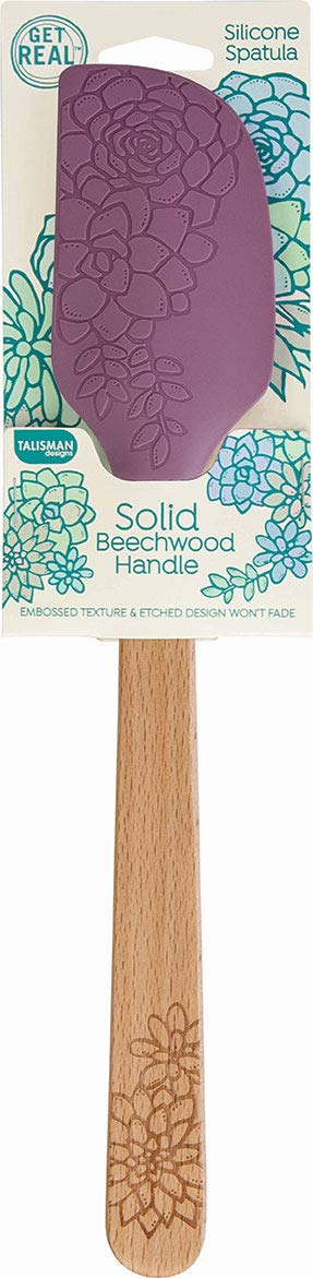 Talisman Designs Silicone Spatula & Laser Etched Beechwood Handle | Succulent Design | Cute &, Functional Kitchen Tool |, Natural Wooden Decorative Spatula - Image 5