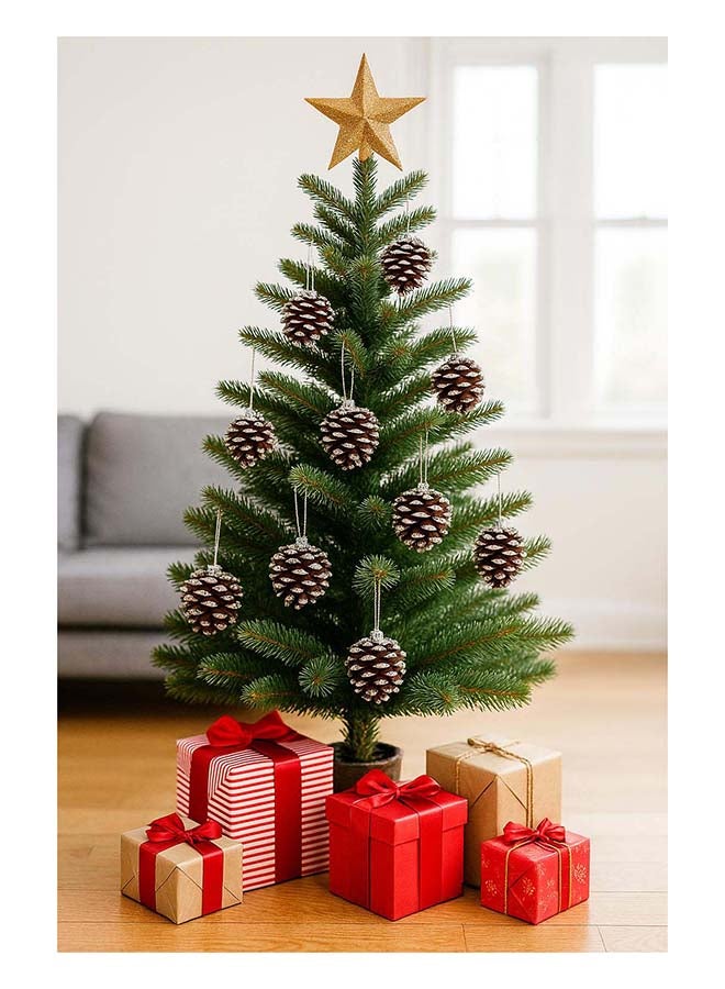 6pc Pinecone Christmas Tree Hanging Ornaments – Natural Snow-Dusted Acorn Decorations for Festive Tree & Holiday Décor - Image 2