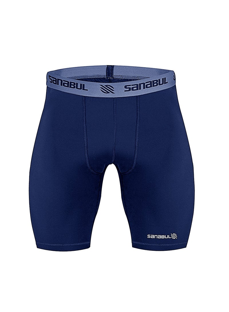 Sanabul  Men’s Compression Shorts – Tailored Fit for Martial Arts, Medium, Navy Blue - Image 1