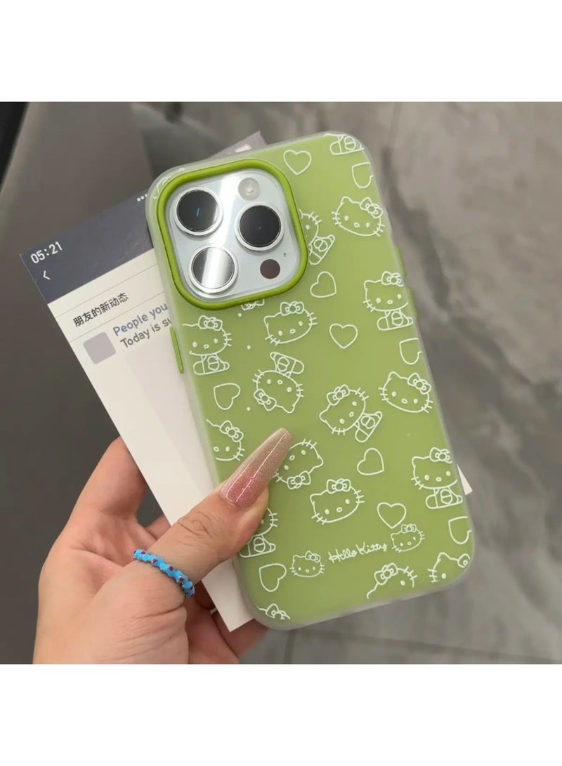 NIBEMINENT Dopamine Kitty Protective TPU Case Cover For iPhone 15, Green