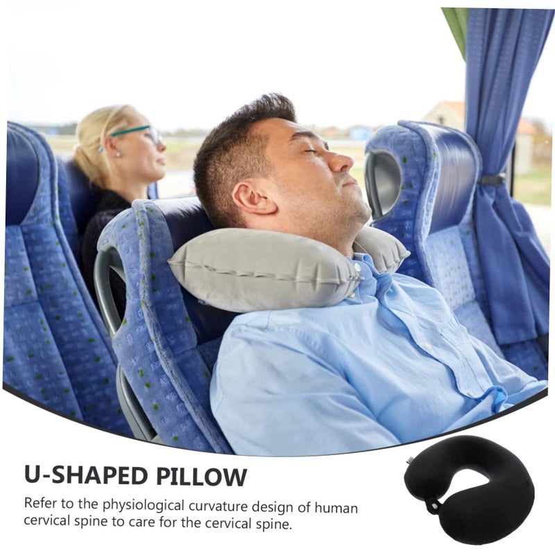 Memory Foam Travel Neck Pillow U Shaped for Neck Support Napping Business Trip Black - Image 3