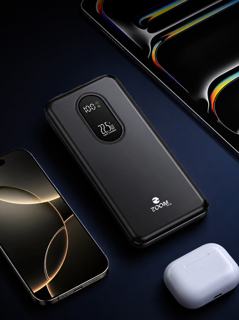 ZOOM PLUS ZP888 Economia Power Bank 10000mAh PD 22.5W Fast Charging with LED Digital Display, Slim Portable Powerbank for Smartphones, Tablets & USB Devices - Image 2