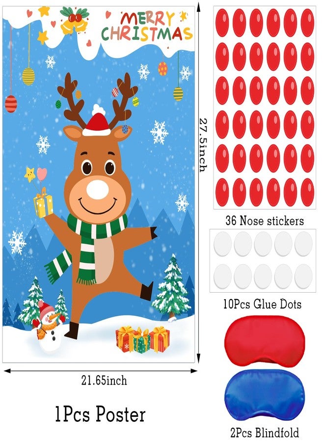 Japior Fun Christmas Games: Pin The Nose on The Reindeer Set with 36 Noses Stickers and 2 Blindfolds - Perfect Holiday Activity for Adults and Family Party - Reusable Christmas Party Games for Adults - Image 2