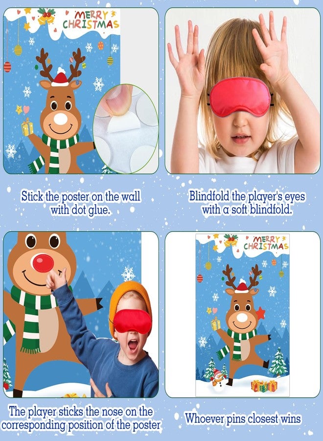 Japior Fun Christmas Games: Pin The Nose on The Reindeer Set with 36 Noses Stickers and 2 Blindfolds - Perfect Holiday Activity for Adults and Family Party - Reusable Christmas Party Games for Adults - Image 3