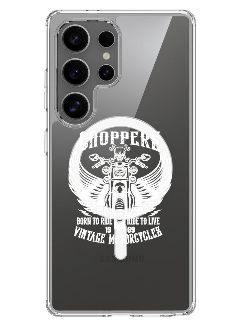 Theodor Magnetic Case for Samsung Galaxy S25 Ultra 6.9-inch Compatible with MagSafe Wireless Charging, Shockproof Phone Bumper Cover Choppers - White - Image 1