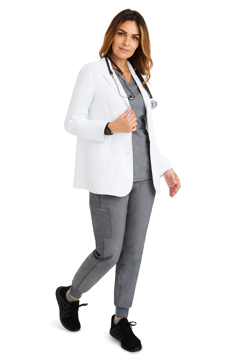 Healing Hands Women's Lab Coat with 4 Pockets, Moisture Wicking & 2-Way Stretch Fabric, Button Front Consultation Coat 5160, L, White - Image 3