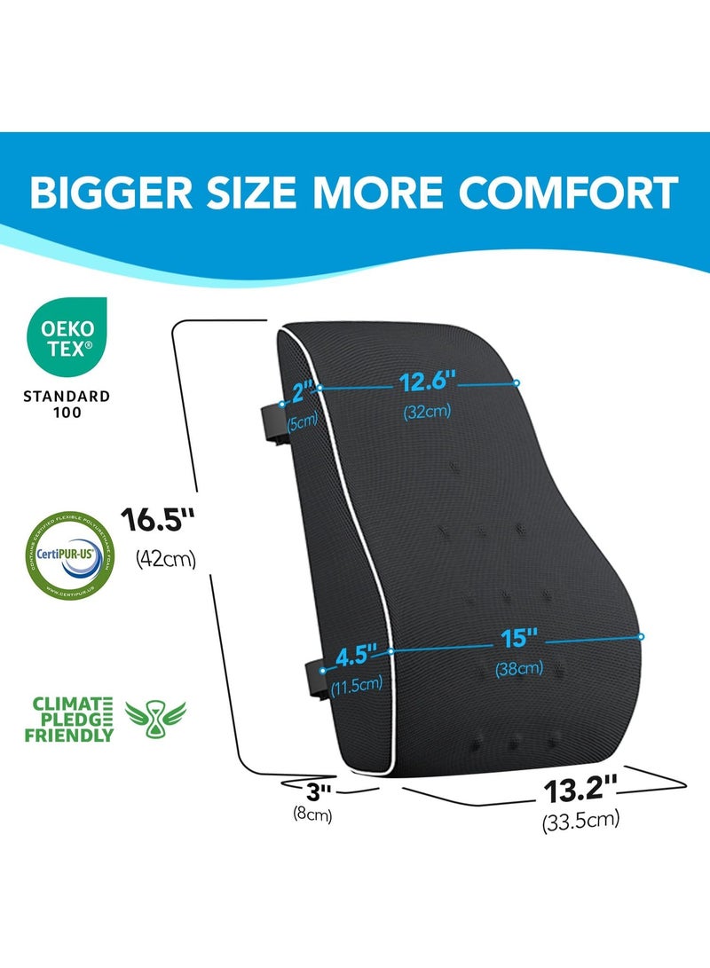 كوتول وسادة دعم اسفل الظهر لكرسي المكتب، مستلزمات المنزل والمكتب، وسادة دعم الظهر للسيارة، وسائد الكرسي، تخفيف الام الظهر وتحسين الوضع، غطاء شبكي، اشرطة مزدوجة قابلة للتعديل - Image 2