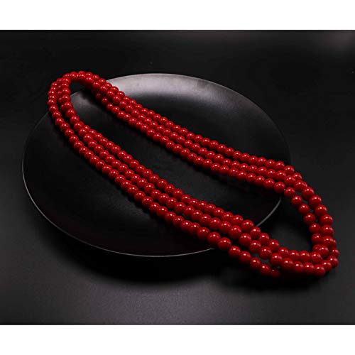 Aisansty Red Long Pearl Necklace for Women Layered Faux Pearls Strand Necklace Costume Jewelry, 69",Diameter Pearl 8MM - Image 3