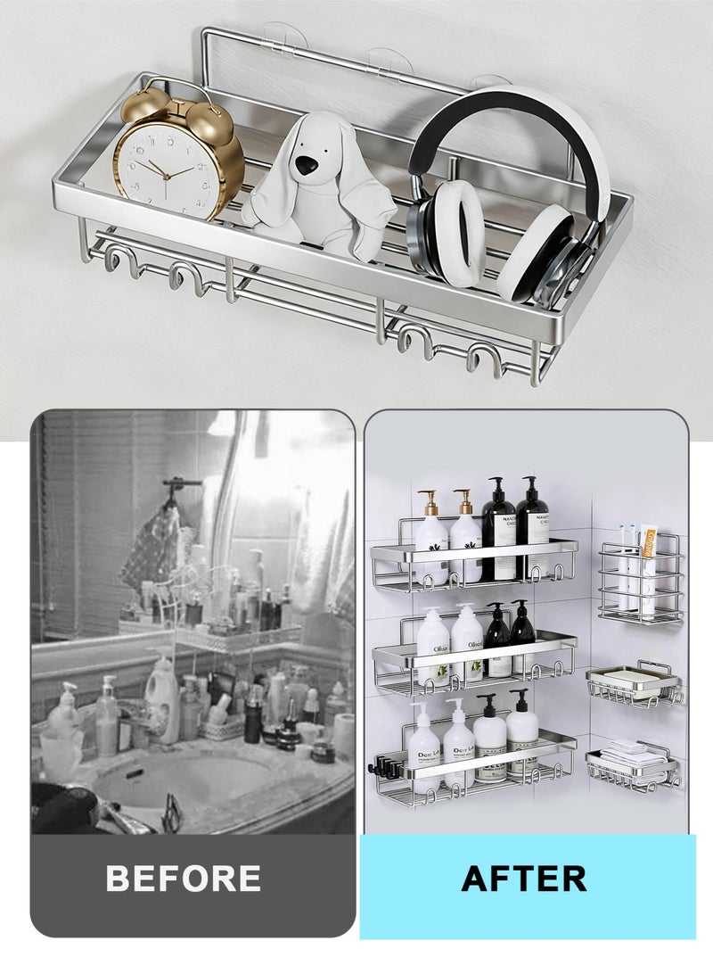HomarKet Shower Caddy 6-Pack,Advanced Rustproof Design, No Drilling Adhesive Shelves, Rack with Soap Holder, Large Capacity Bathroom Organizers and Storage, Wall-Mounted Kitchen & Home Decor - Image 3