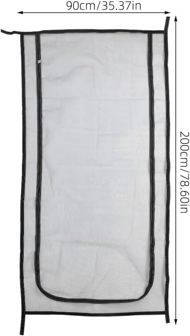 Toddmomy Cat Mesh Screen Door with Zipper, Heavy-Duty Pet Screen Door 90x200cm, Gray Mesh with Black Trim, Indoor Barrier for Cats and Small Dogs - Image 2