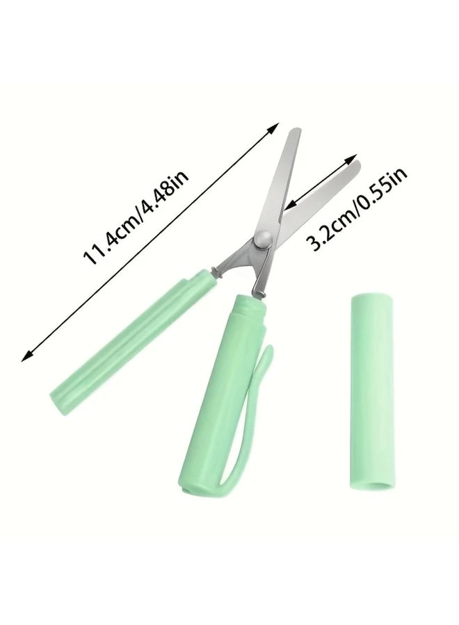 Safety Scissors Stainless Steel Blades Folding Design Blue Color - Image 3