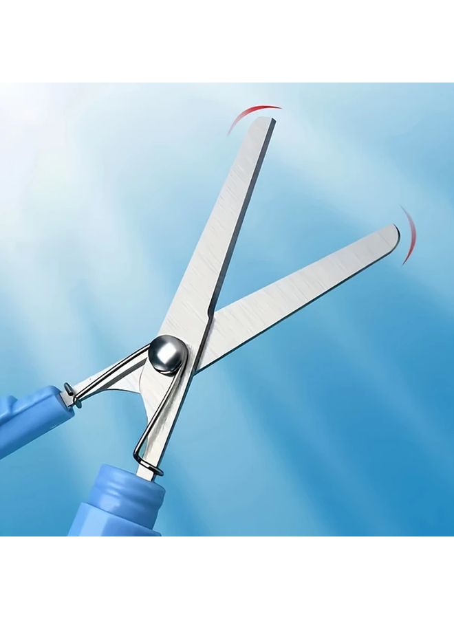Safety Scissors Stainless Steel Blades Folding Design Blue Color - Image 5