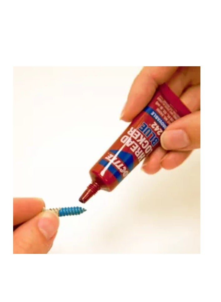 Threadlocker Blue 242 - Removable Thread Lock Glue for Nuts, Bolts, u0026 Fasteners, Medium Strength Screw Glue to Prevent Loosening u0026 Corrosion - 6 ml, 1 Pack