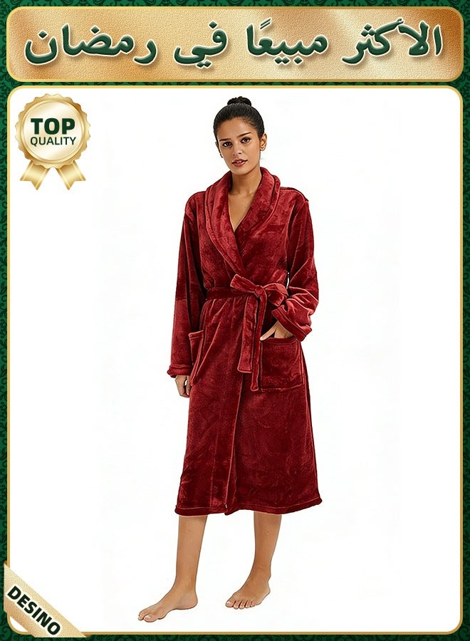 DESINO Unisex Bathrobes, Premium Bathrobes, Soft Flannel Long Bathrobes, Thick Robes For Men And Women, Pajamas, Home Shawl Robes, Spa Bathrobes - Image 1
