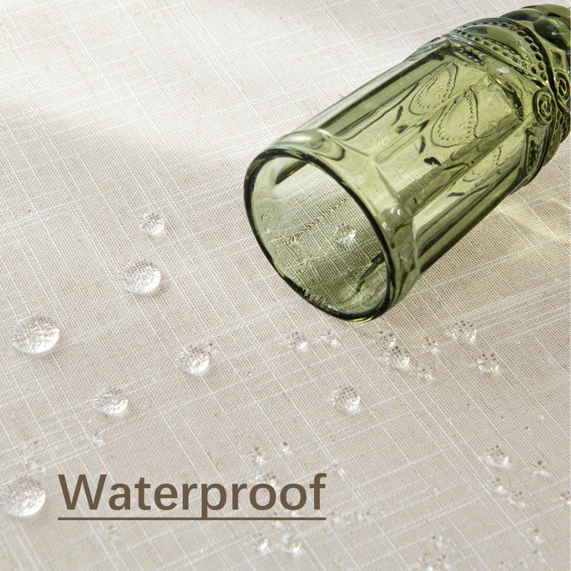 Karseteli Natural 100% Polyester Textured Rectangle Tablecloth, Slubby Lightweight Table Cloth 60 x 84 Inch, Water Resistant Stain Resistant Farmhouse Burlap Table Cover for Kitchen Dining Room - Image 3