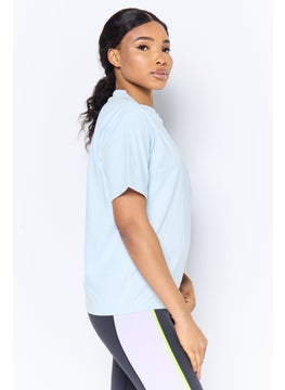 Reebok Women Sportswear Fit Short Sleeve Outdoor Top, Blue  - Image 4