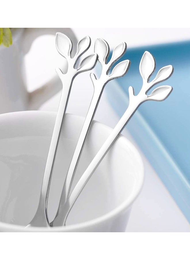 10-Piece Silver Mini Leaf Dessert Forks Set - 4.7" Elegant Stainless Steel Fruit, Appetizer, Cake & Salad Forks - Image 4