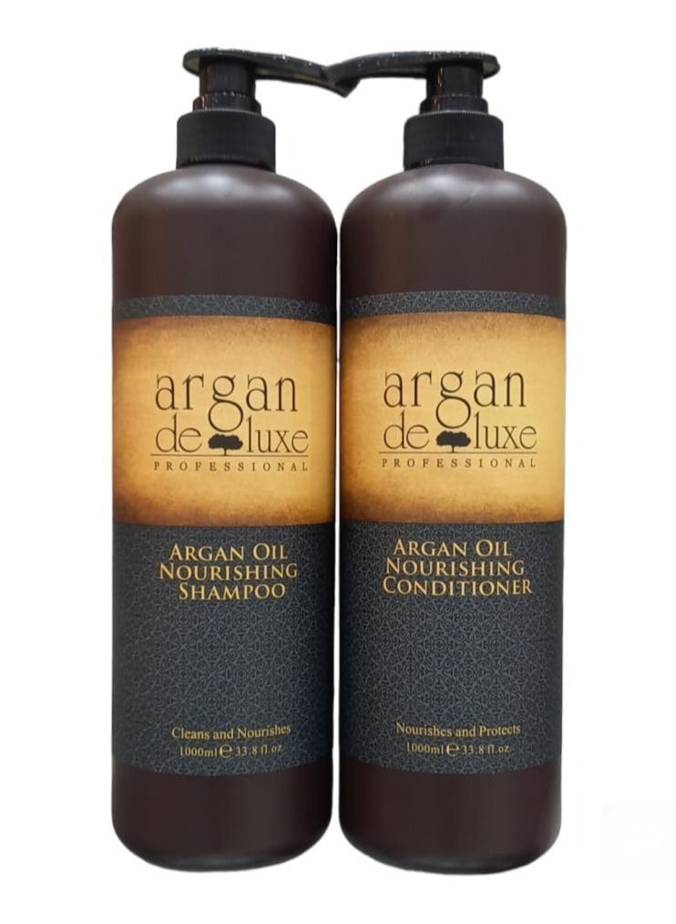 argan de luxe shampoo 1000 ML And Conditioner1000 ML Nourishing  With Argan Oil - Image 1