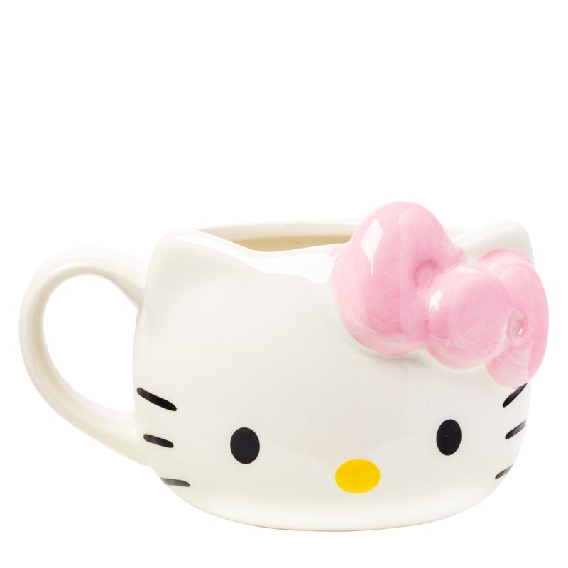 Silver Buffalo Sanrio Hello Kitty Pink Bow Ceramic 3D Sculpted Mug 20 Ounces