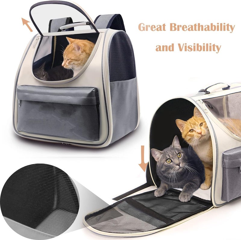 NYTRYD Puppy Fat Cat Pet Carrier Backpack, Pet Carrier Rucksack for Large Cat Carrier Backpack Bag Space Capsule, Pet Carrier for Traveling Driving Hiking Walking Camping Hospital Outdoor (Grey) - Image 2
