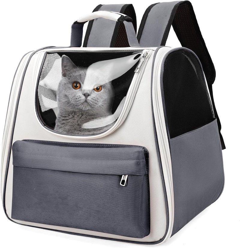 NYTRYD Puppy Fat Cat Pet Carrier Backpack, Pet Carrier Rucksack for Large Cat Carrier Backpack Bag Space Capsule, Pet Carrier for Traveling Driving Hiking Walking Camping Hospital Outdoor (Grey) - Image 1