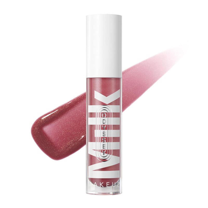 Milk Makeup Odyssey Lip Gloss â€“ Non-Sticky, Hydrating + Sheer-Tinted Gloss with Long-Lasting, High Shine Finish â€“ Vegan Formula Nourishes with Jojoba Oil â€“ Trek (Deep Rose Shimmer), 0.2oz - Image 1