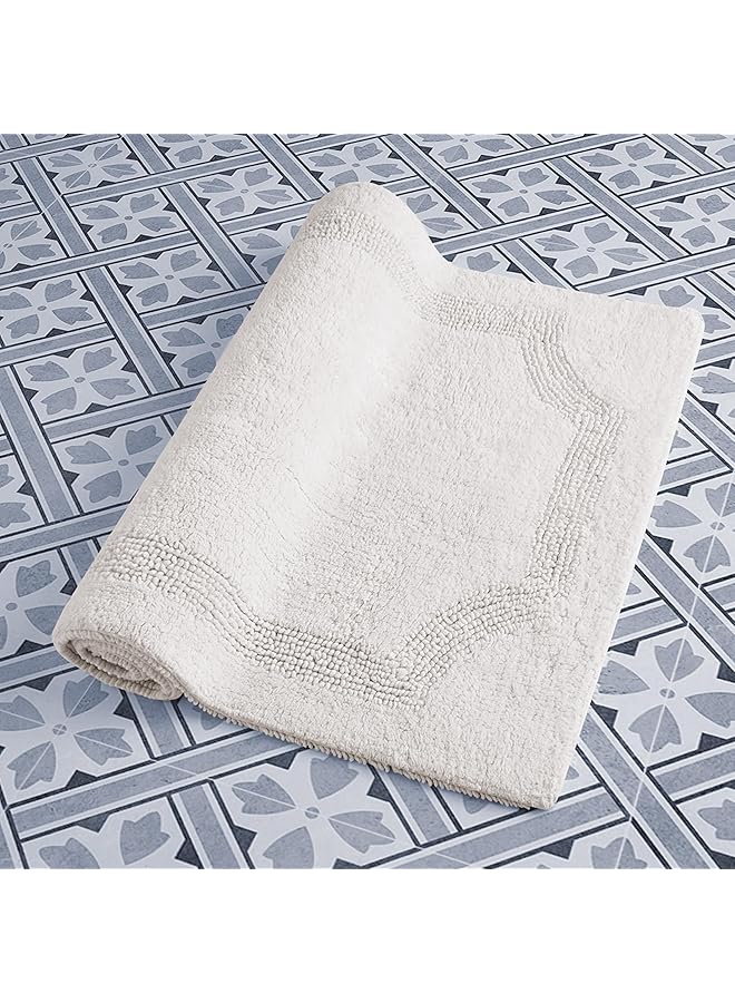 LAURA ASHLEY Reversible Cotton 2 Piece Bath Mat Set Ivory - Image 2