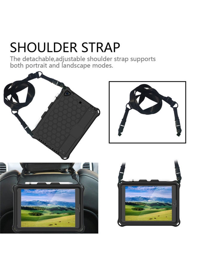 Generic - 2025iPad11 Honeycomb Protective Case IPad 9.7 Tablet Case 10.2 Strap Protective Case-Color:Purple (plus Strap)-Applicable Model:Tab A 10.1 T510/515(2019) - Image 1