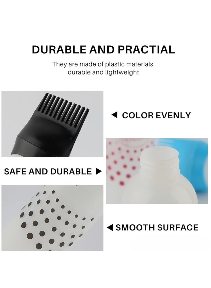 لوكاداه عبوة من 3 زجاجات لوضع مشط الجذور سعة 6 أونصة مع مقياس متدرج، فرشاة ضغط بلاستيكية ملونة لصبغ الشعر في صالونات التجميل المنزلية، زجاجات لوضع زيت الشعر لفروة الرأس مع مشط تدليك (متعدد الألوان) - Image 2