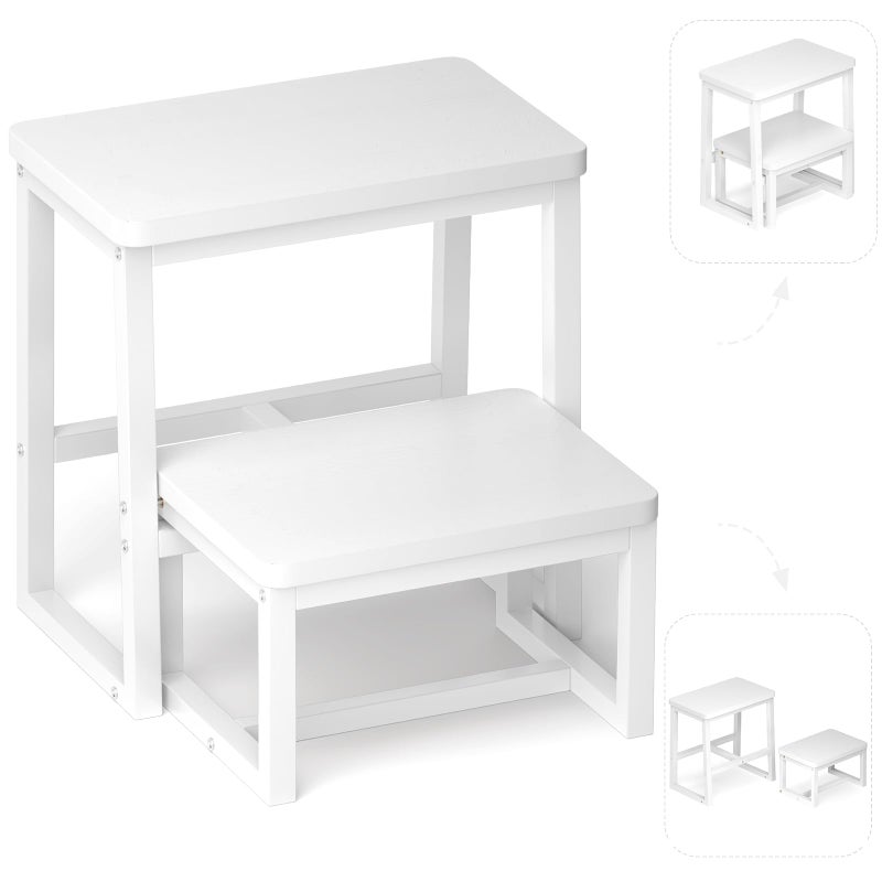 iTsst iTsst Step Stool for Adults  KidsHolds up to 500Lb3 in1 Heavy Duty Sturdy 2 tair Wooden StepStool for KichenBathroomHigh beds Metal Frame NonSlip Pads 